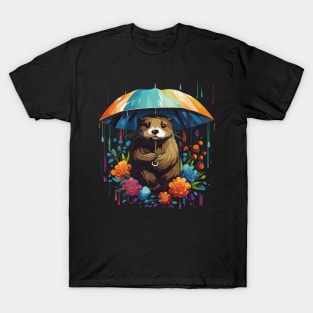 Otter Rainy Day With Umbrella T-Shirt